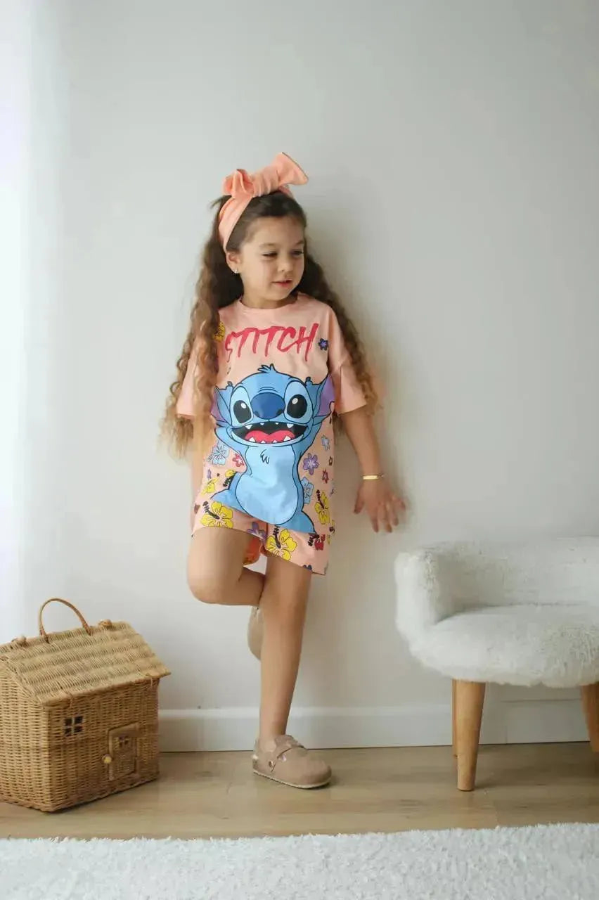 طقم Stitch – أناقة بناتية ساحرة