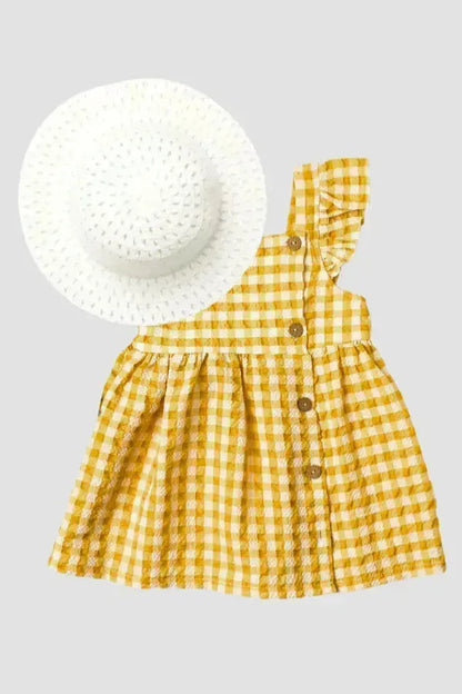 Robe à carreaux créative avec chapeau élégant