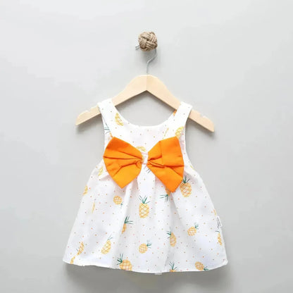 Robe pour fille de couleur ananas vive avec un chapeau élégant