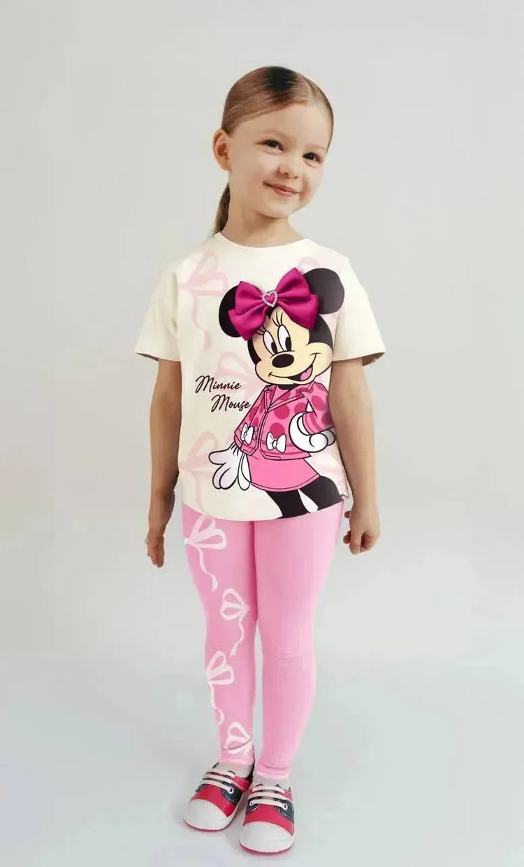 Ensemble Minnie blanc : noeud clouté 3D